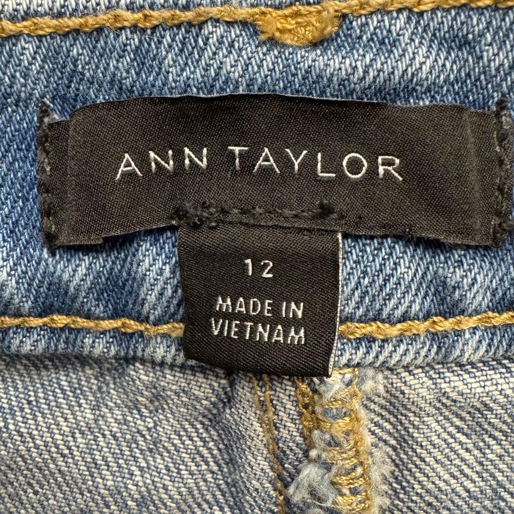Ann Taylor Wide Leg Jeans Blue Sailor Pockets High Waisted Stretch Size 12 - Picture 6 of 7